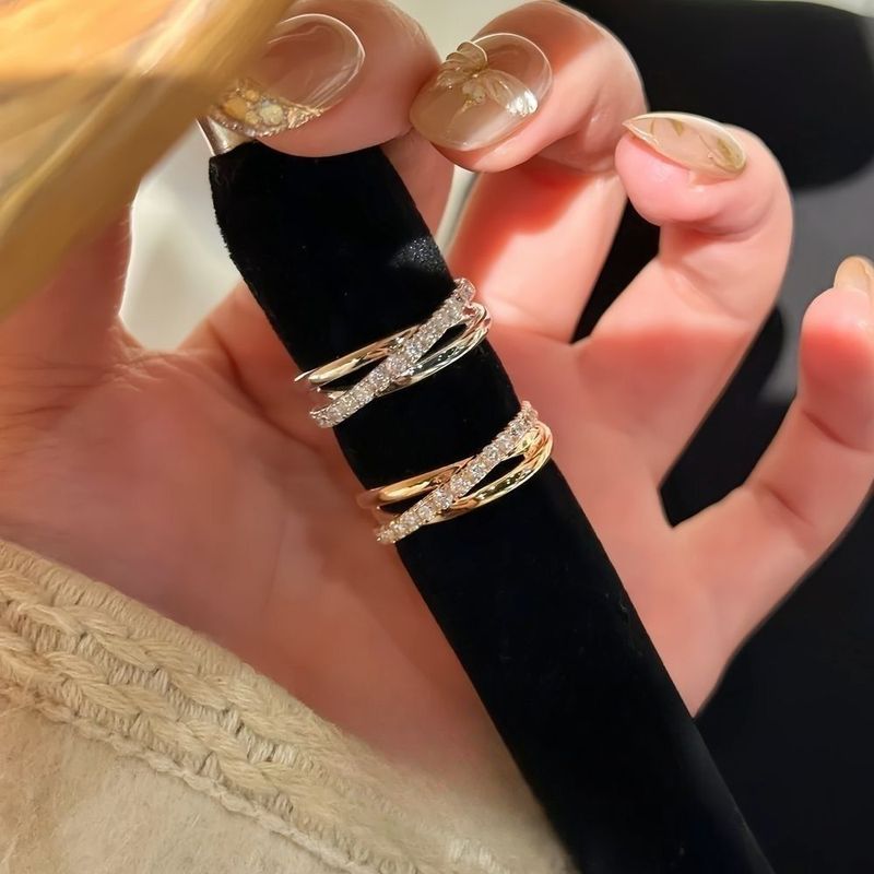 S Dreikreis-Wrap aus reinem Silber für Damen, Nischenkreuz-Luxusdesign, High-End-Zeigefinger-Persönlichkeit, offener Minimalist_voghion.com