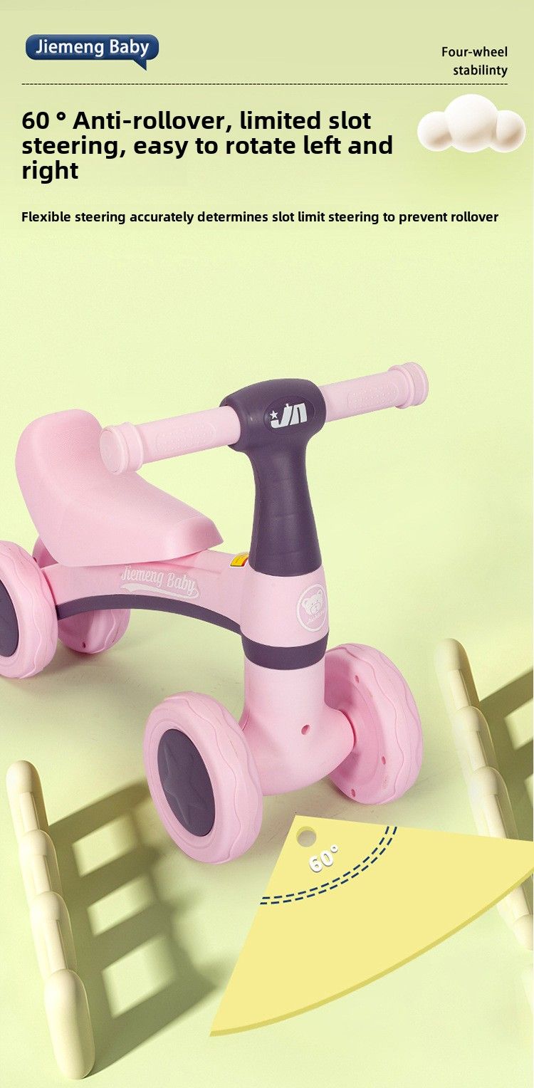 Bicicleta de equilíbrio infantil de quatro rodas, scooter sem pedal, bicicleta ioiô de brinquedo, bicicleta de ciclismo para bebês de 1 a 3 anos_voghion.com