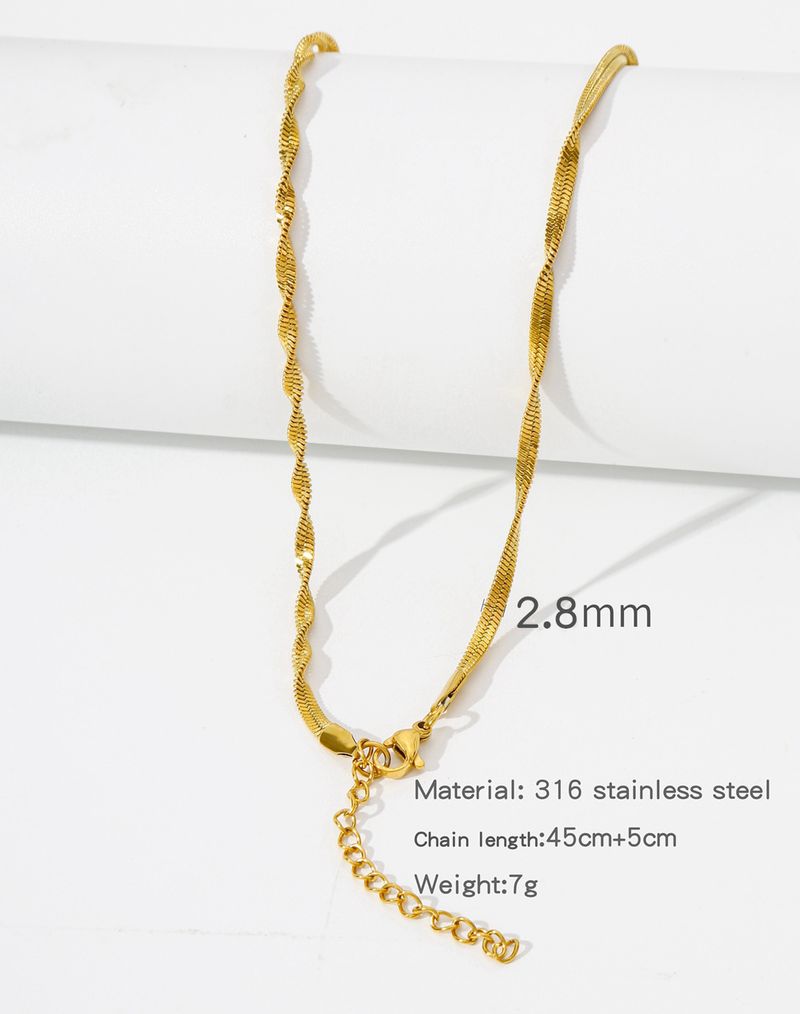 1 pièce de chaîne de couleur unie en acier titane plaqué or_voghion.com