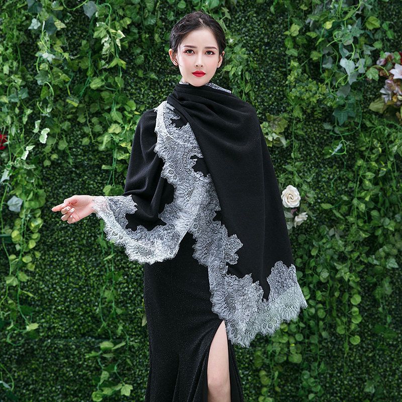 New Chinese Style Scarf Women, Spring And Autumn Lace Shawl, Cape Cheongsam, Elegant Dual-use Cloak For Dresses_voghion.com