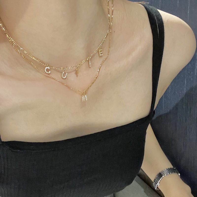 Fashion Letter Necklace DIY Jewelry Accessories Stainless Steel Female Clavicle Chain_voghion.com