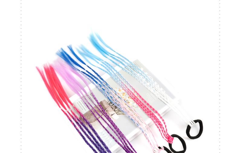 Parrucca colorata per bambini con treccia piccola, coda di cavallo ad anello, performance con parrucca colorata per bambini con treccia piccola, coda di cavallo_voghion.com