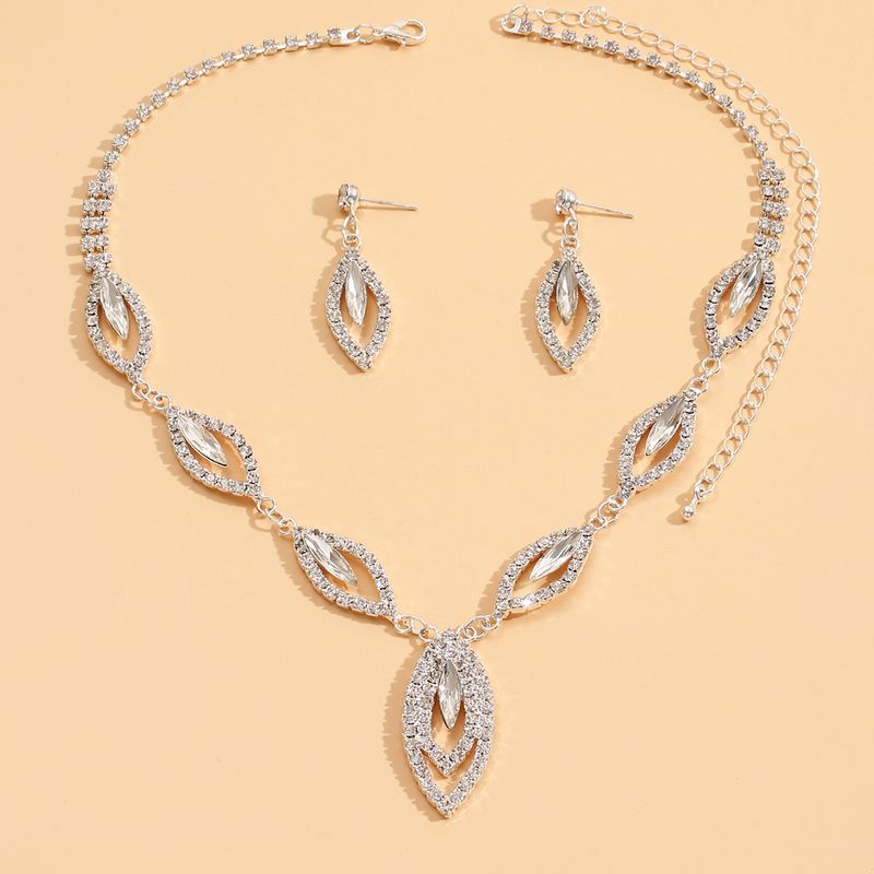 Set di collana e orecchini a goccia in argento - Gioielli in cristallo con strass Sky Eye per ragazze, regalo di alta qualità composto da 2 pezzi_voghion.com