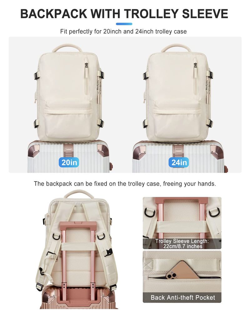 Reiserucksack für Damen, großes Fassungsvermögen, multifunktionales Gepäck, Freizeitrucksack, Reisetasche für Geschäftsreisen, Schultasche für Studenten_voghion.com