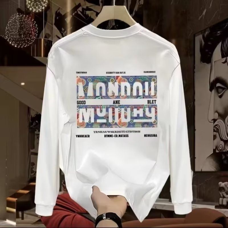 Herrenbekleidung Crewneck Sweat Herren Loose Design Sense Smiley Print Retro Instagram Style Modisches Markenoberteil für Frühling und Herbst_voghion.com