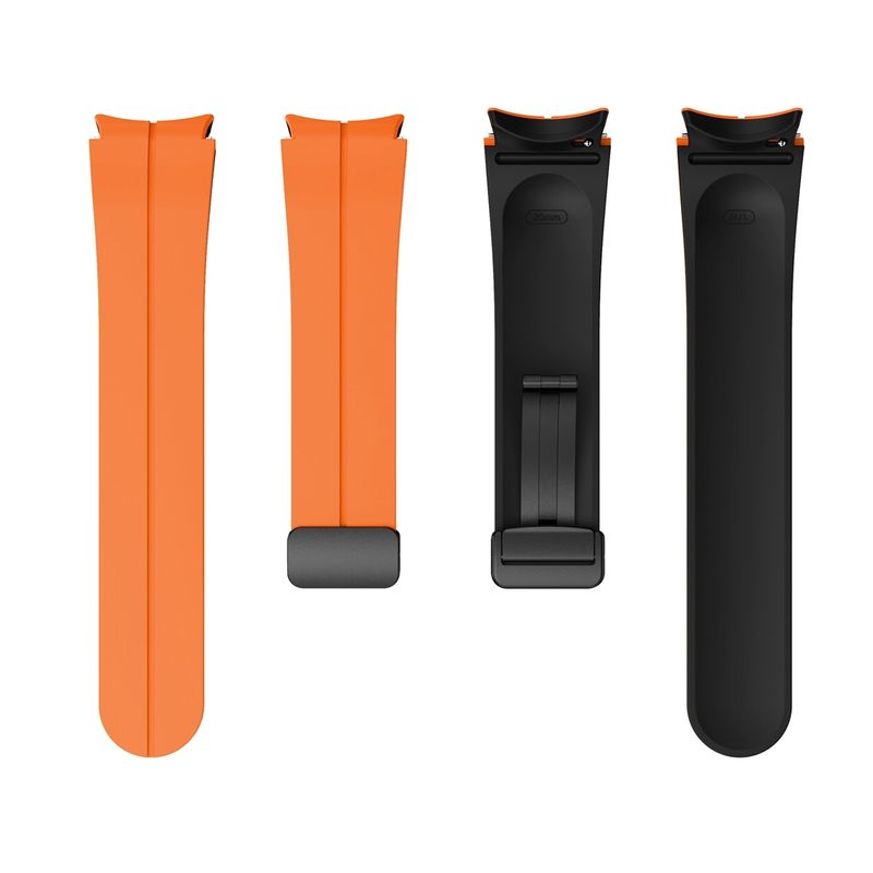Pentru Samsung Galaxy Watch 6 / 6 Classic Curea de ceas din silicon cu cataramă magnetică pliabilă în două culori (portocaliu + negru)_voghion.com