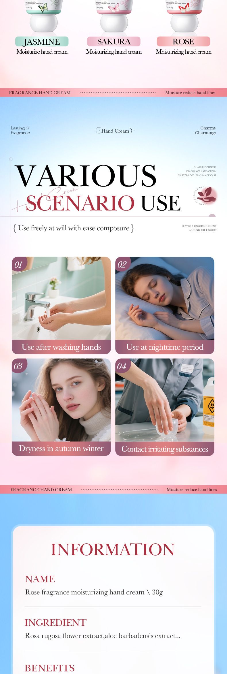 Crème mains hydratante parfumée à la rose pour l'automne et l'hiver_voghion.com