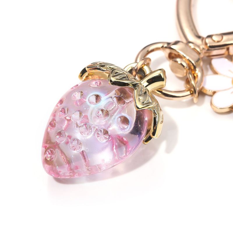 Heart Sweet Translucent Strawberry Flower Keychain Pouch Key Decoration Car Charms_voghion.com