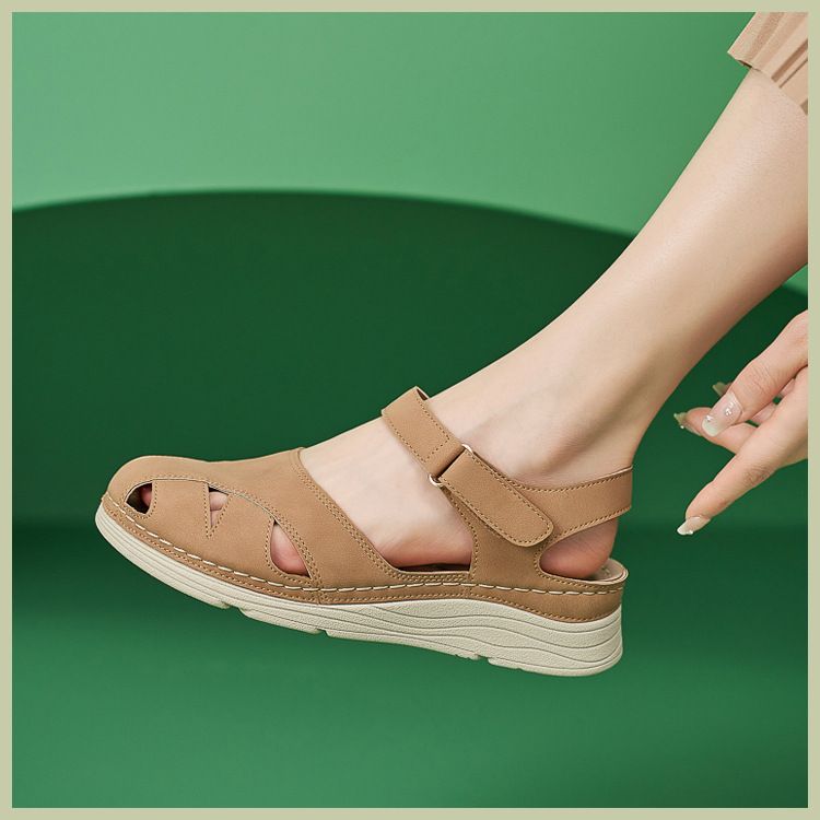 Autumn 2024 New For Women's Comfortable And Casual Tug With Hollow Thick Sole Large Size Sandals_voghion.com