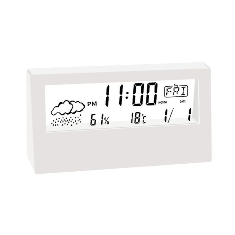 LED Silent Smart Weather Electronic Ins Desktop Perpetual Calendar Table Transparent Student Small Alarm Clock_voghion.com