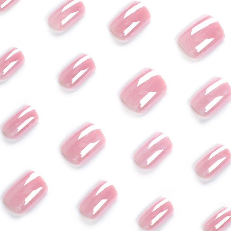 Einfacher und einfarbiger tragbarer Nagellack, abnehmbare kurze quadratische künstliche Nagelflicken, aufklebbare Nägel_voghion.com