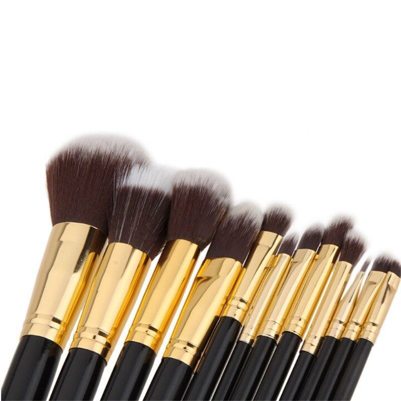 Set di 12 pennelli da trucco professionali neri per fard in polvere, occhi, cosmetici, strumento per il trucco di bellezza_voghion.com