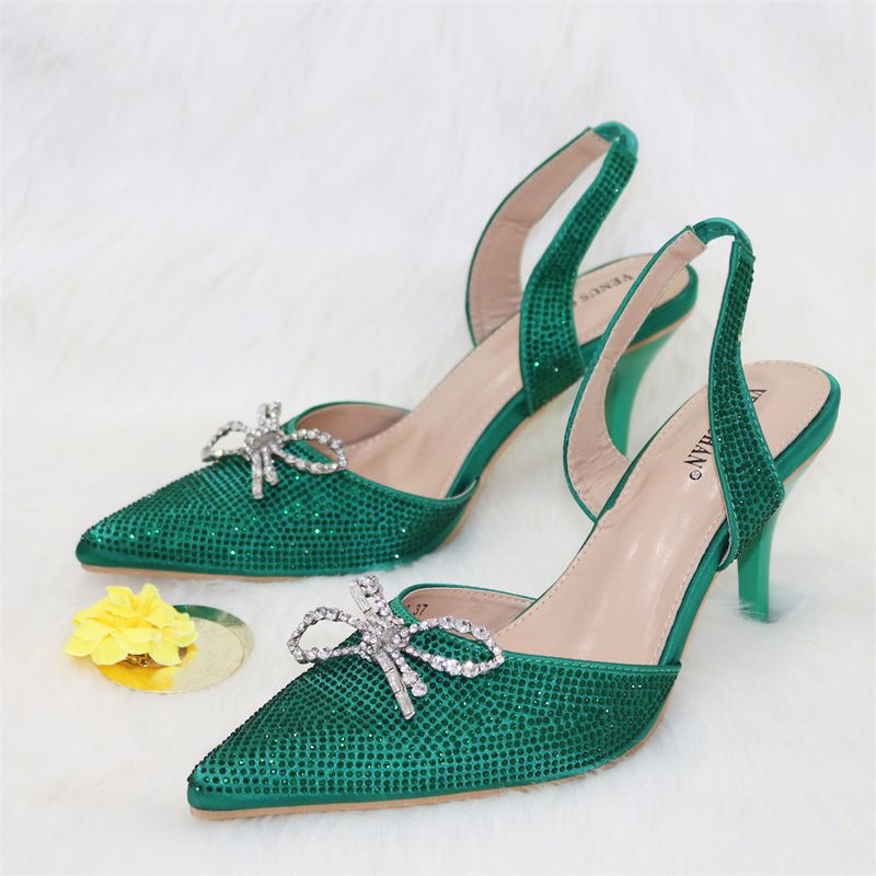 Set di borse e scarpe da donna Nigeria, popolari, con fiocco arancione e fibbia argentata, punta a punta, tacchi alti, comode scarpe e borse da festa da donna_voghion.com