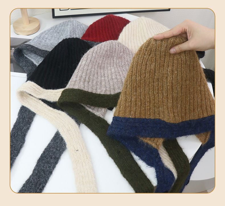 uth Winter Series For Women, Warm Ear Protection Balaclava, Large Head Circumference, Face Slimming, Color-Block Knitted_voghion.com