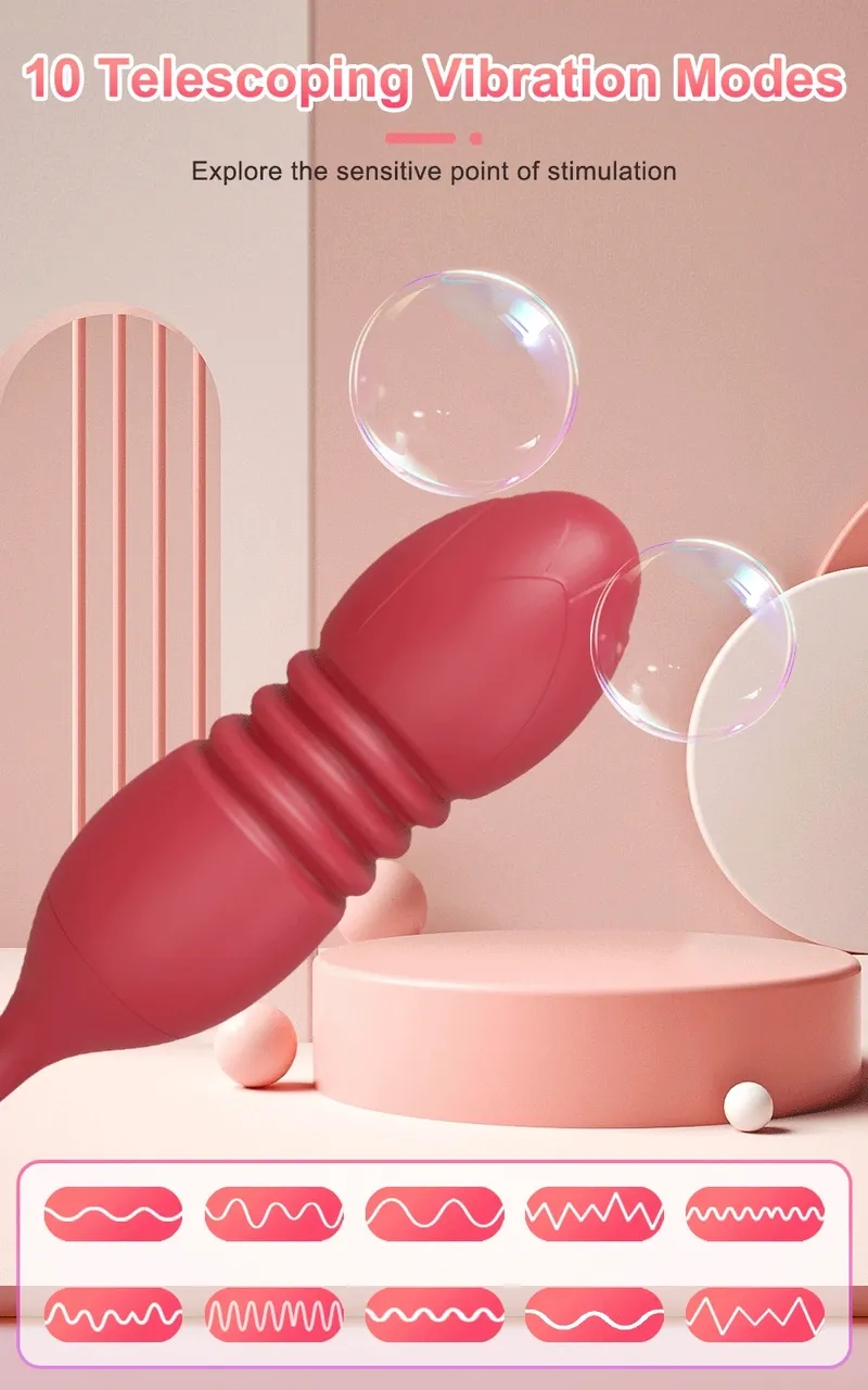 Vibromasseur à succion de rose pour femme, gode à poussée, succion de tétons, stimulateur de clitoris, œuf vibrant féminin, jouets sexuels pour adultes_voghion.com