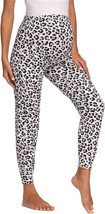 Yogabyxor för kvinnor nya leopardmönstrade bekväma smala fickor högelastiska yogabyxor för gravida XY624_voghion.com