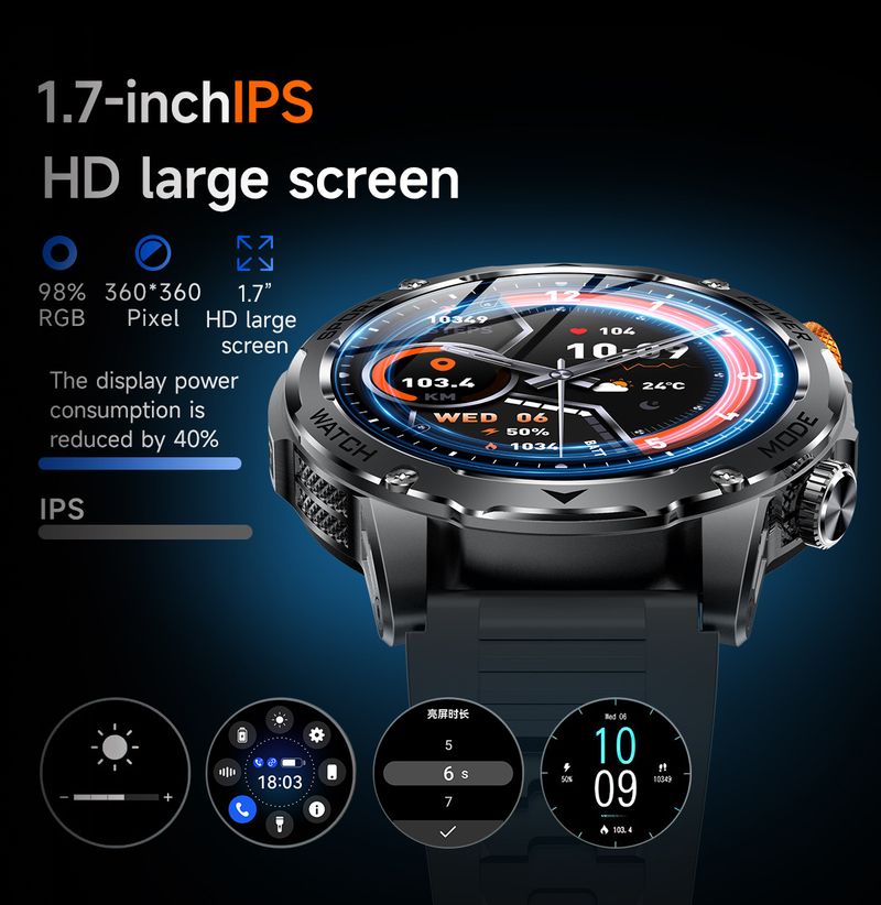 LIGE Bluetooth Smartwatch With HD Touchscreen, Waterproof, Fitness Tracker, Heart Rate & Blood Oxygen Monitor, Sleep Tracking For Men & Women_voghion.com