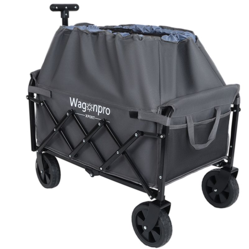 Expandable Dual-Layer Utility Wagon With 100% Extra Space - 225lbs Grocery Cart For Camping, Shopping, Sports, Gardening, Fishing, Gray_voghion.com