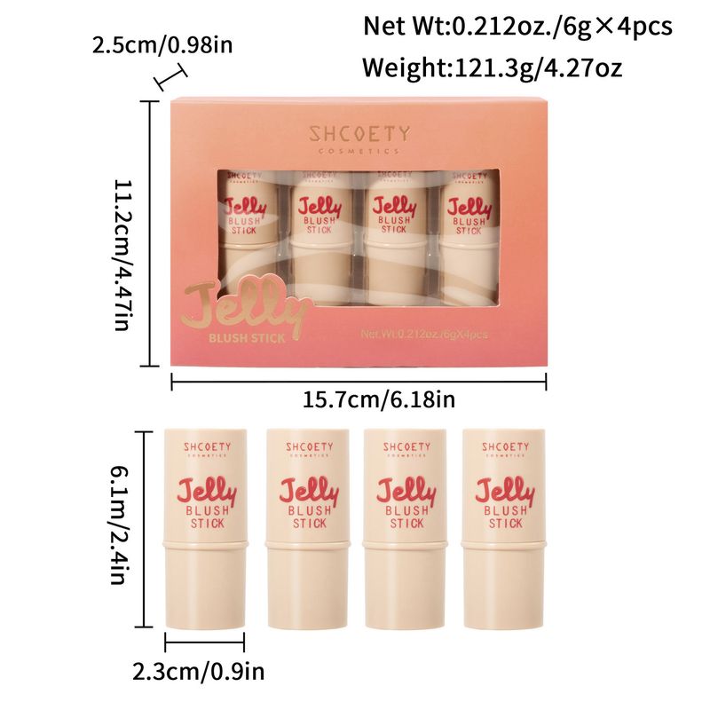 SHCOETY Jelly Blush Set – 2-in-1 Lippen- und Wangentönung mit Highlighter und Konturstift – 4 Farben_voghion.com
