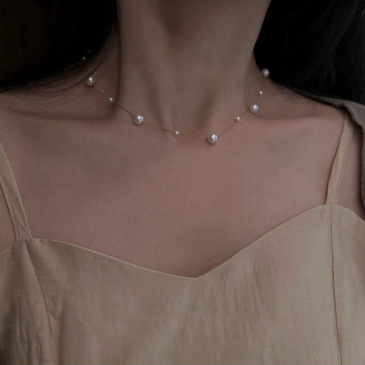 Parelketting voor dames, sleutelbeenketting, nieuwe ketting, niche-ontwerp, high-end gevoel, 3368_voghion.com