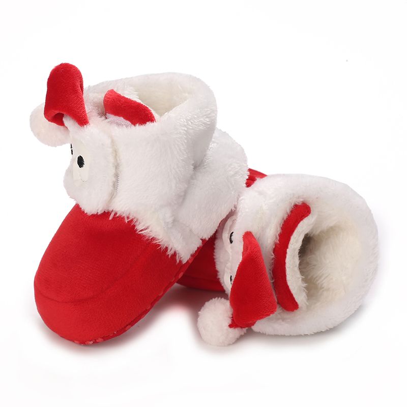 Weihnachtsschuhe für Neugeborene, Jungen und Mädchen, Kleinkinder, Lauflernschuhe, weiche Sohle, flache Säuglingsschuhe, warme Schneestiefel, 0–18 Monate_voghion.com