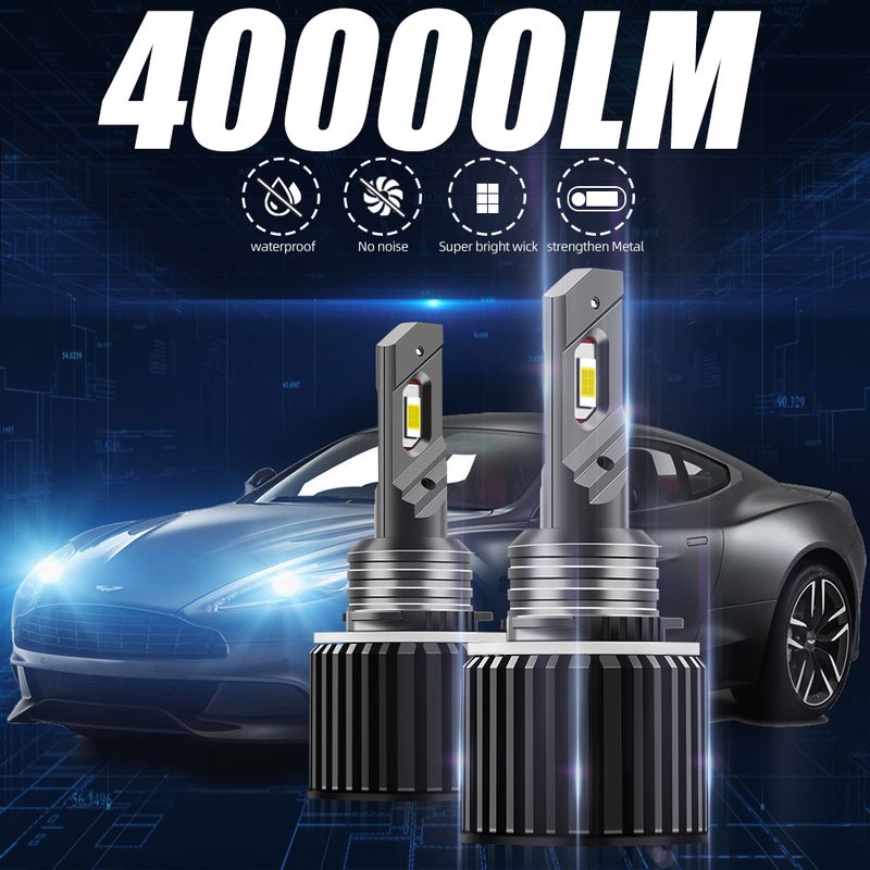 2Pcs Turbo H15 Led Bulbs 80W 40000Lm DC12V Csp Super Bright Auto Lights High Quality LED Car For Vw Golf Audi Kia_voghion.com