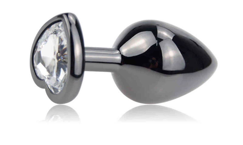 Sex Analspielzeug Kleiner schwarzer Metall-Herz-Kristall-Plug Booty Beads Juwelenbesetzte Basis Glatter Hintern für Männer Frauen Paare_voghion.com