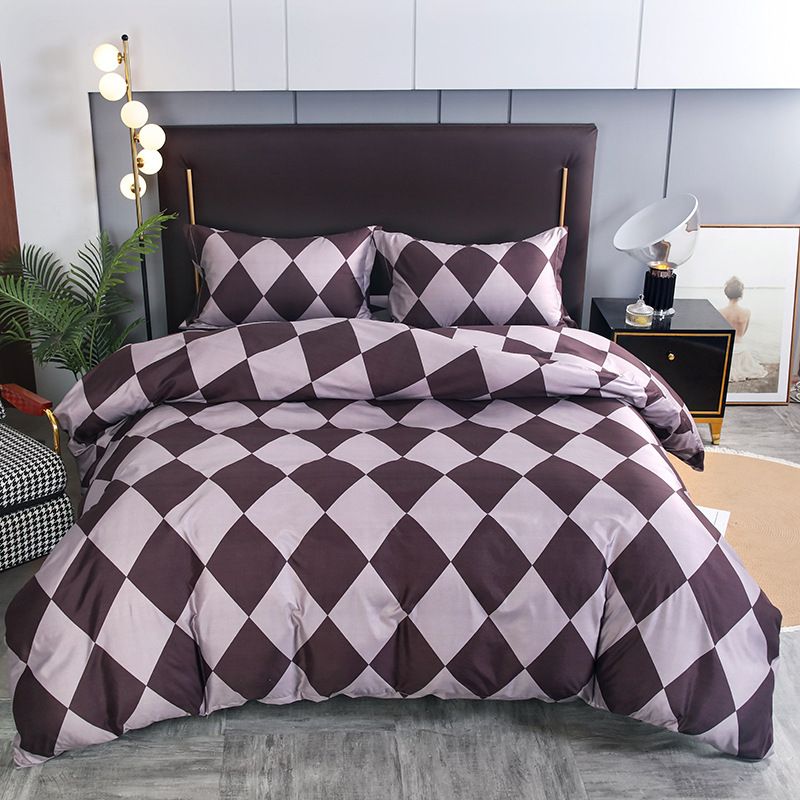 Luxuriöses Bettwäscheset mit Marmormuster im Bohème-Stil, drei- oder vierteilig, gesteppte, dicke Bettdecke aus Baumwolle für Doppelbetten_voghion.com