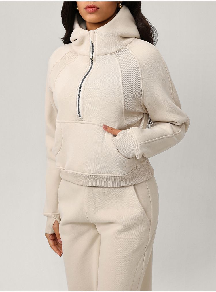 LULU ZGLY Felpa da donna, autunno inverno, in pile, calda, con cappuccio, ampia, per esterni, con mezza zip, per donna_voghion.com