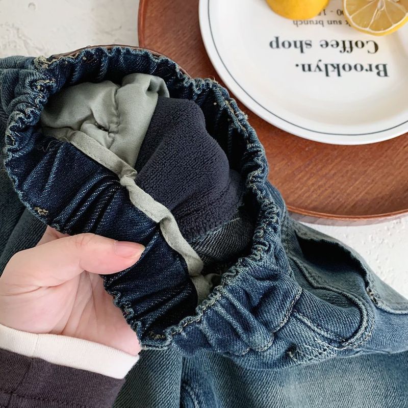 Pánské a dámské oblečení s fleece džíny 2024 personalizovaný střih kapsa ležérní nouzi elastické džínové hezké kalhoty_voghion.com