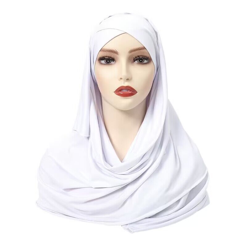Nuova sciarpa elastica lunga incrociata monostrato tinta unita per donna, sciarpa e foulard_voghion.com