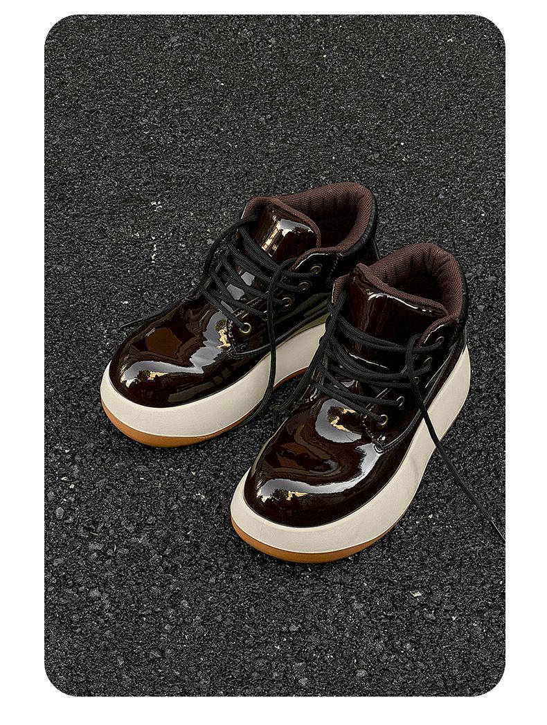 Men's Chunky Derby Boots Retro Motorcycle Style High Top Martin Boots In Yellow/Black/Brown - Fashionable & Comfortable_voghion.com