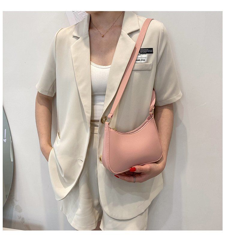 Borsa a tracolla sotto le ascelle in pelle PU tinta unita retrò Borse alla moda da donna Borse hobo casual e borsetta da donna_voghion.com