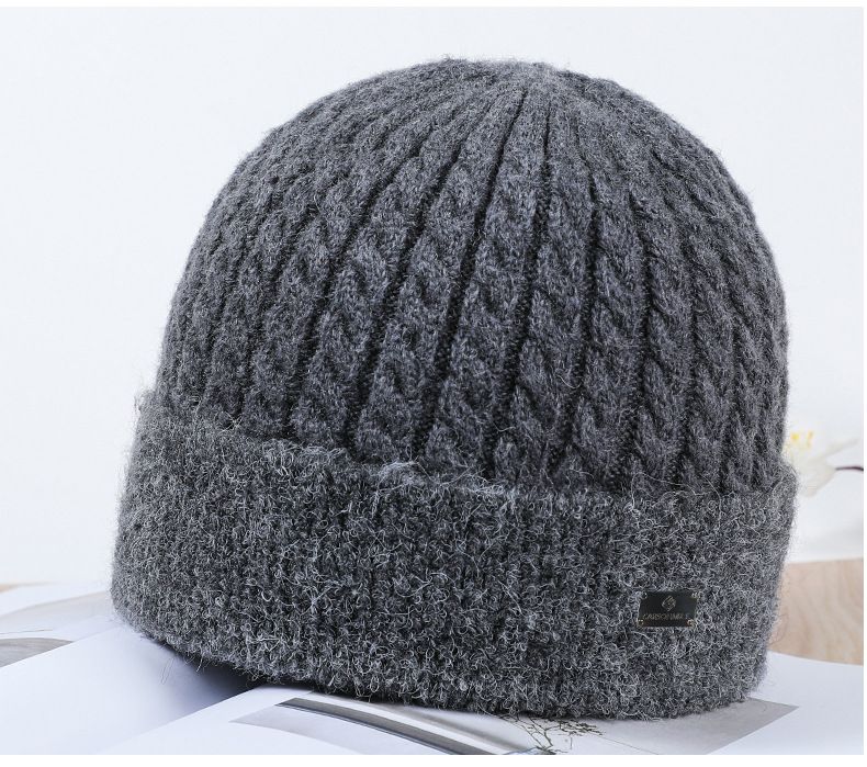Nuovo cappello da uomo autunnale e invernale più caldo cappello lavorato a maglia spesso in velluto collo linea di lana paraorecchie da esterno_voghion.com