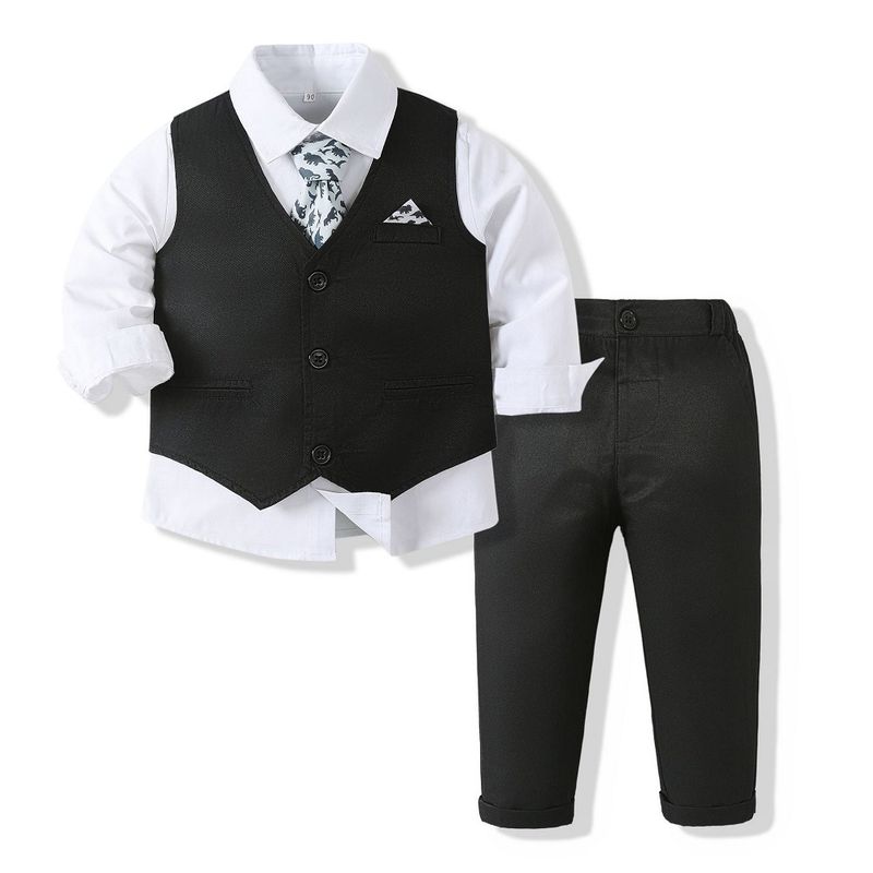 Kinderkleid im britischen Stil, Jungenanzug-Stil, kleine und mittelgroße Kinder, langärmeliges Hemd, Weste, Performance-Kostüm, Kinderkleidung_voghion.com