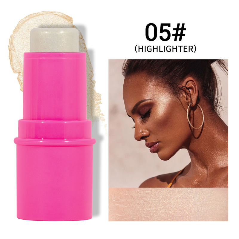 Multifunktionaler Kontur-Highlighter-Stick – 3-in-1 Rouge, Grundierung und Schimmer für Gesicht, Nasenkontur und Amorbogen_voghion.com