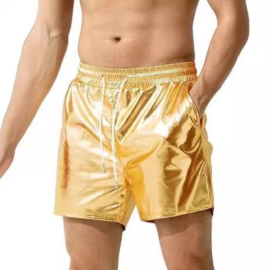 Pantaloncini da spiaggia casual da uomo Premium Products 2025 Silk Chart in pelle brillante tricolore_voghion.com