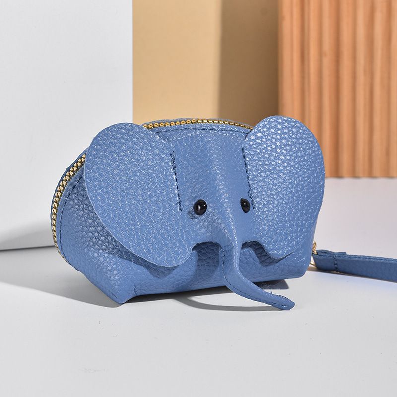 Cartoon Key Creative Elephant Coin Purse Zipper Hand Twist Lipstick Storage Card Bag_voghion.com