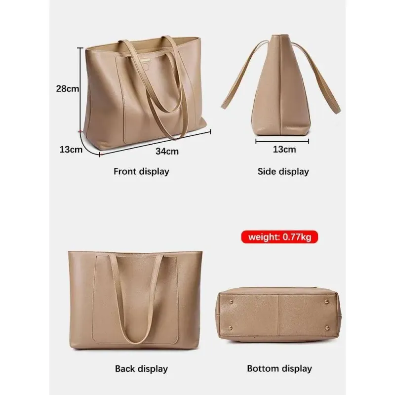 Soft Leather Designer Handbags Large Capacity Women's Tote, Ladies Bag With Front Pocket - Ideal For Notebook, Phone &_voghion.com