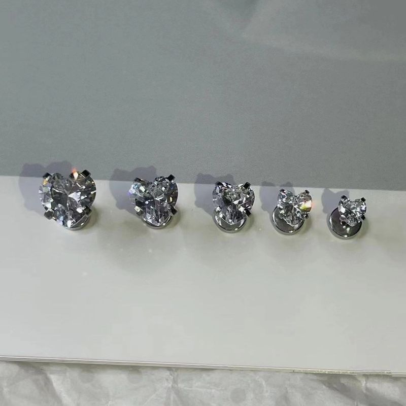 Orecchini a forma di cuore con zirconi scintillanti per donna, in acciaio al titanio, con fondo piatto, elica, dolce, trendy, alla moda, con perno osseo._voghion.com