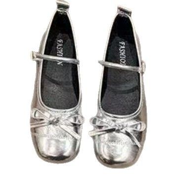 Scarpe da ballo con punta tonda e gonna leggera in argento, Mary Jane da donna_voghion.com