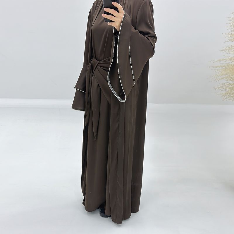 Verve Loriya2025 Fashion Trimmed Dubai Turkish Elegant Long Robe Two-Piece Set LR760_voghion.com