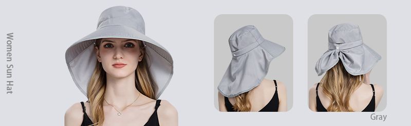 Ruqizhi zonnehoeden voor vrouwen met nekflap, paardenstaartgat, oprolbare zonnehoeden met UV-bescherming, vissershoeden met brede rand, UPF 50+_voghion.com