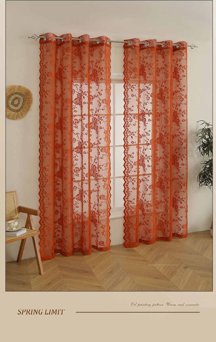 Green Kitchen Gauze Curtains Retro Light Transmitting French Double Layer Lace Bedroom Partition Curtains Bay Window Curtains_voghion.com