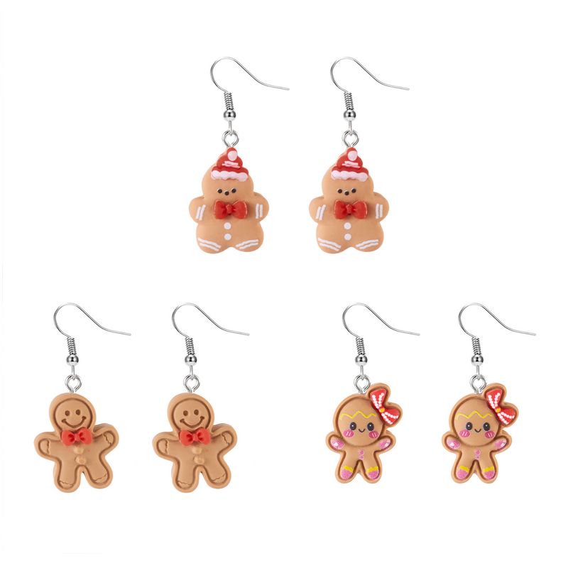Weihnachtliches Lebkuchenmann-Ohrhänger-Set für Frauen, süße Keks-Charm-Ohrhänger, festlicher Weihnachts-Statement-Schmuck für Weihnachtsparty-Geschenke_voghion.com