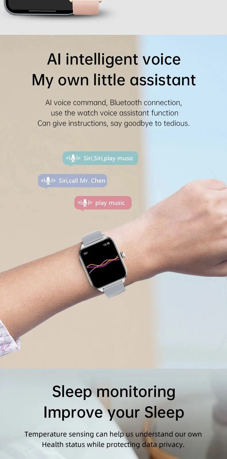 WS1 Smart Watch Bluetooth HD Display Waterproof Heart Rate Blood Oxyen for Women Men Fiess Tracker and Health_voghion.com