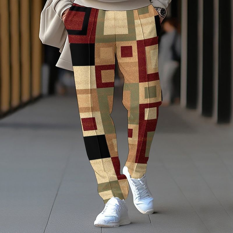2024 Frühling und Herbst Herrenmode Casual 3D gedruckt lose Kordelzug gerade Hose_voghion.com