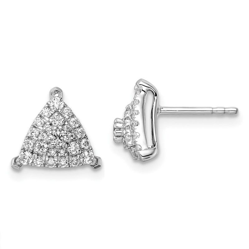 14k White Gold 1/2 Carat Lab Grown Diamond VS/SI+ G+ Complete Triangle Cluster Post Earrings_voghion.com