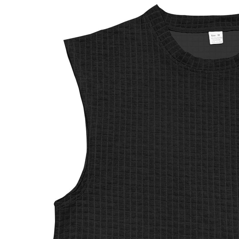 New Men's Sportswear Summer Leisure Suit Small Square Sleeveless Undershirt Shorts Suit_voghion.com