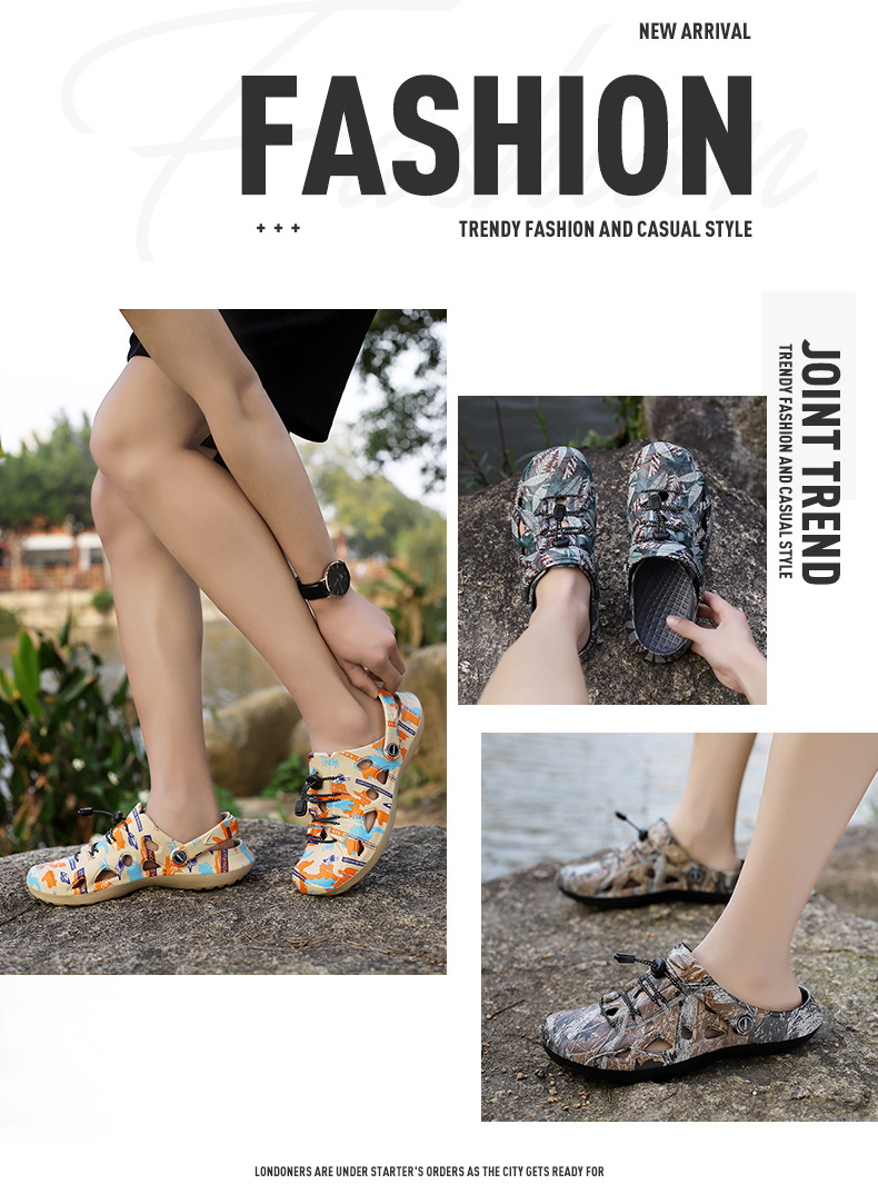 2024 Neue große Lochschuhe für Herren, Freizeit, Outdoor, dicke Sohle, atmungsaktive Strandsandalen_voghion.com